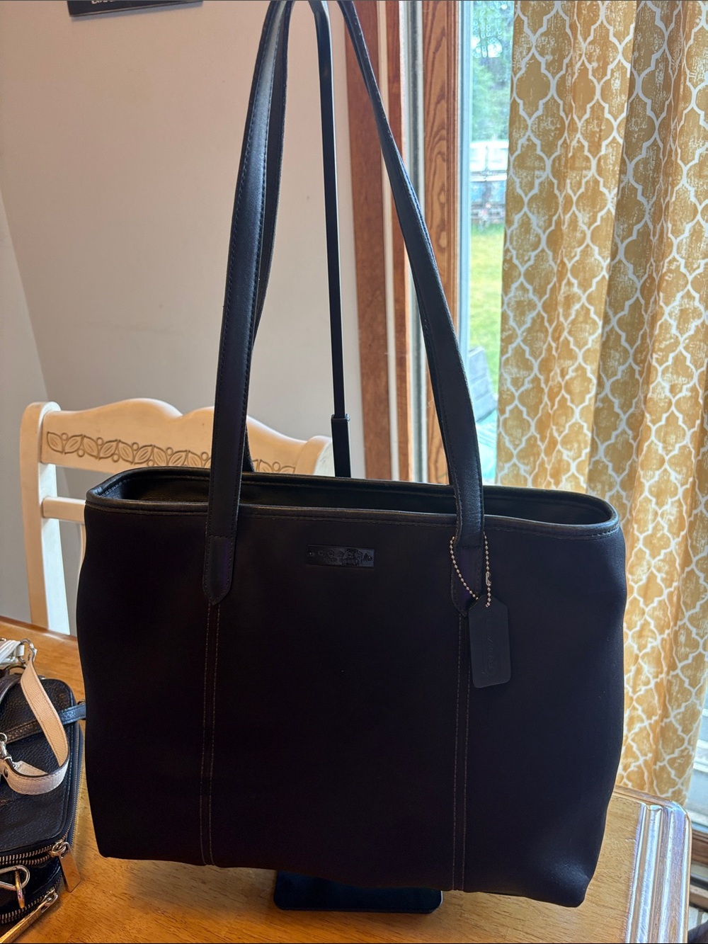 Coach 2000 Vintage black neoprene and leather tote